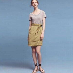 Pilcro and the Letterpress Asymmetric Green Chino Wrap Skirt size 2